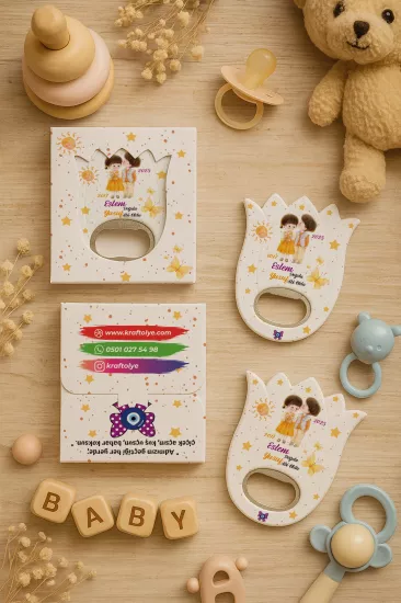 Yeni Doğan, Baby Shower ve Doğum Günü İçin Kutulu Kalp Açacak Magnet