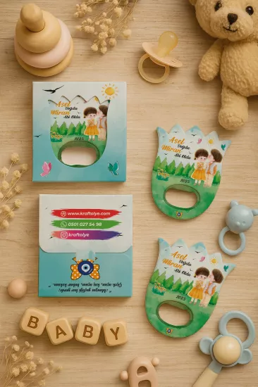 Yeni Doğan, Baby Shower ve Doğum Günü İçin Kutulu Kalp Açacak Magnet