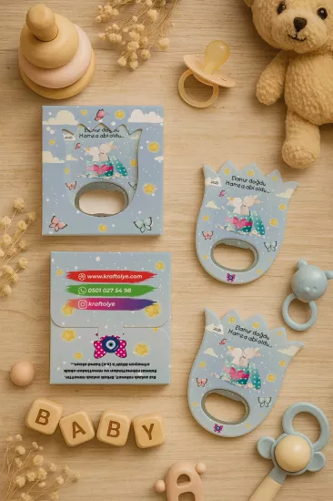 Yeni Doğan, Baby Shower ve Doğum Günü İçin Kutulu Kalp Açacak Magnet