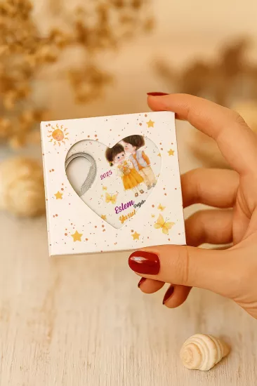 Mühürlü Kutulu Kalp Açacak Magnet | Baby Shower, Yeni Doğan ve Özel Gün Hediyesi