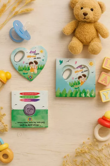 Mühürlü Kutulu Kalp Açacak Magnet | Baby Shower, Yeni Doğan ve Özel Gün Hediyesi