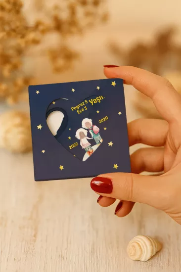 Mühürlü Kutulu Kalp Açacak Magnet | Baby Shower, Yeni Doğan ve Özel Gün Hediyesi