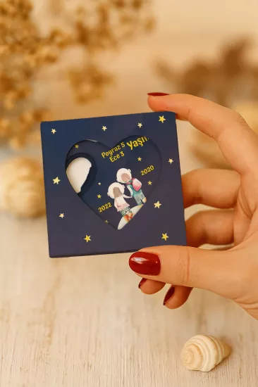 Yeni Doğan, Baby Shower ve Doğum Günü İçin Kutulu Kalp Açacak Magnet