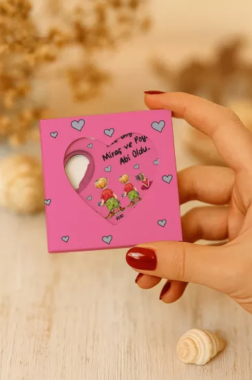 Mühürlü Kutulu Kalp Açacak Magnet | Baby Shower, Yeni Doğan ve Özel Gün Hediyesi