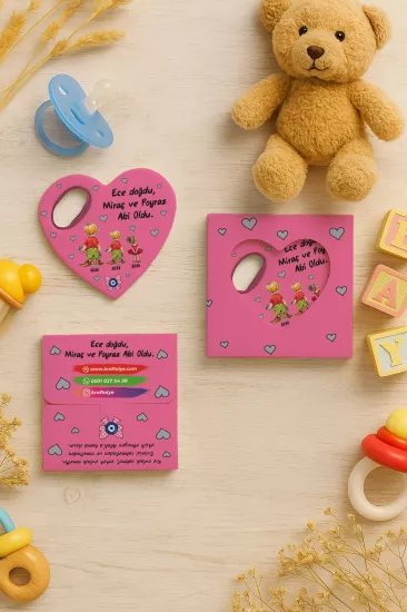 Yeni Doğan, Baby Shower ve Doğum Günü İçin Kutulu Kalp Açacak Magnet