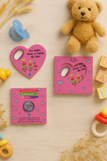 Mühürlü Kutulu Kalp Açacak Magnet | Baby Shower, Yeni Doğan ve Özel Gün Hediyesi
