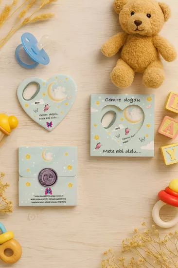 Mühürlü Kutulu Kalp Açacak Magnet | Baby Shower, Yeni Doğan ve Özel Gün Hediyesi