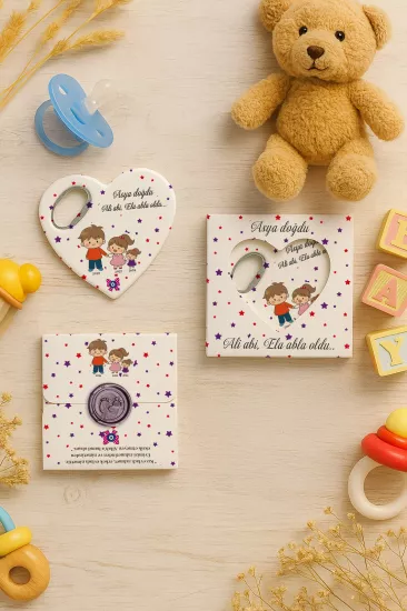 Mühürlü Kutulu Kalp Açacak Magnet | Baby Shower, Yeni Doğan ve Özel Gün Hediyesi