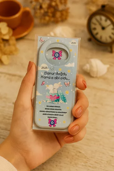 Kişiye Özel Kartlı Uzun Açacak Magnet | Bebek ve Özel Gün Hediyelikleri