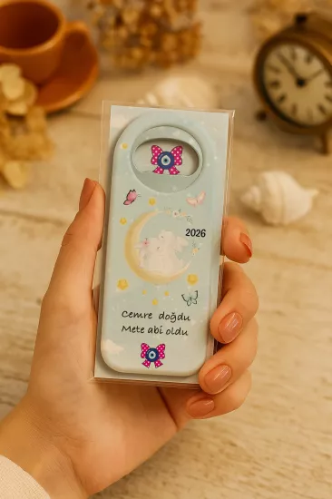 Kişiye Özel Kartlı Uzun Açacak Magnet | Bebek ve Özel Gün Hediyelikleri
