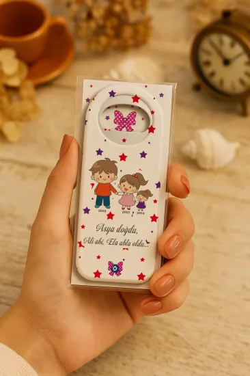 Kişiye Özel Kartlı Uzun Açacak Magnet | Bebek ve Özel Gün Hediyelikleri