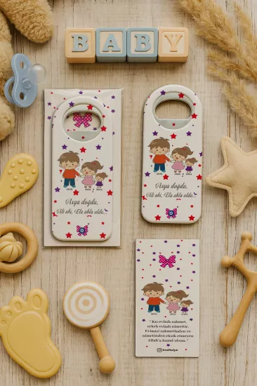 Kişiye Özel Kartlı Uzun Açacak Magnet | Bebek ve Özel Gün Hediyelikleri