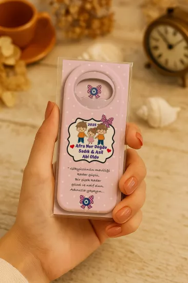 Kişiye Özel Kartlı Uzun Açacak Magnet | Bebek ve Özel Gün Hediyelikleri