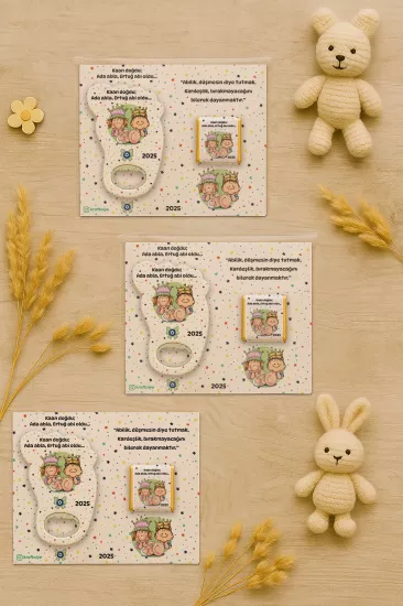 Yeni Doğan Bebek, Doğum Günü, Baby Shower, Diş Buğdayı Hediyesi Çikolatalı Ayak İzi Açacak Magnet