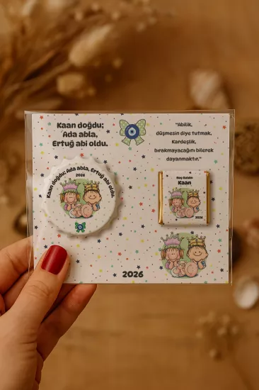 Yeni Doğan ve Baby Shower Çikolatalı Kapak Açacak Magnet Hediyelikleri