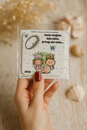 Abi Erkek Kardeş Temalı Kartlı Kare Açacak Magnet