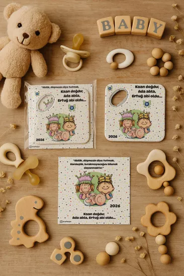 Abi Erkek Kardeş Temalı Kartlı Kare Açacak Magnet