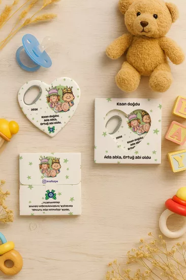 Yeni Doğan, Baby Shower ve Doğum Günü Kutulu Kalp Açacak Magnet