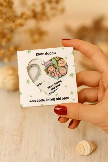 Mühürlü Kutulu Kalp Açacak Magnet | Baby Shower, Yeni Doğan ve Özel Gün Hediyesi