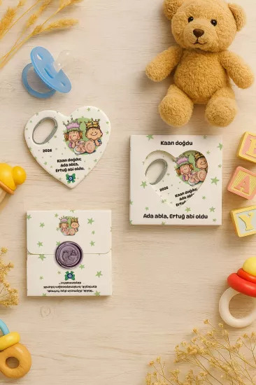 Mühürlü Kutulu Kalp Açacak Magnet | Baby Shower, Yeni Doğan ve Özel Gün Hediyesi