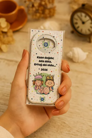 Kişiye Özel Kartlı Uzun Açacak Magnet | Bebek ve Özel Gün Hediyelikleri