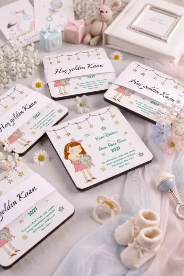 Bebek & Doğum Günü Ahşap Bardak Altlıkları