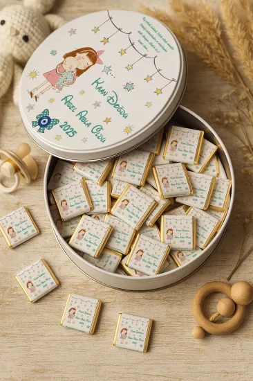 Kişiye Özel Bebek Hediyelikleri | Sargılı Madlen Çikolata | Yeni Doğan – Baby Shower – Doğum Günü – Diş Buğdayı