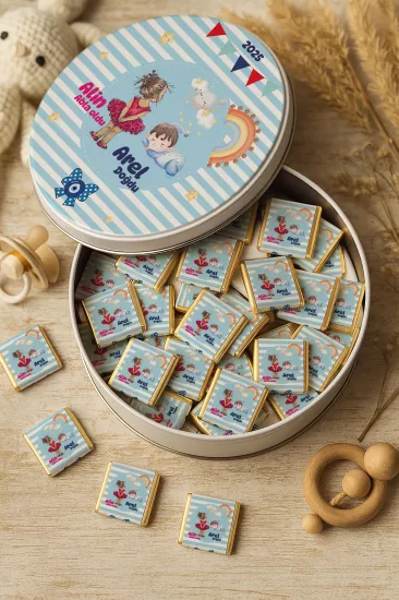 Kişiye Özel Bebek Hediyelikleri | Sargılı Madlen Çikolata | Yeni Doğan – Baby Shower – Doğum Günü – Diş Buğdayı