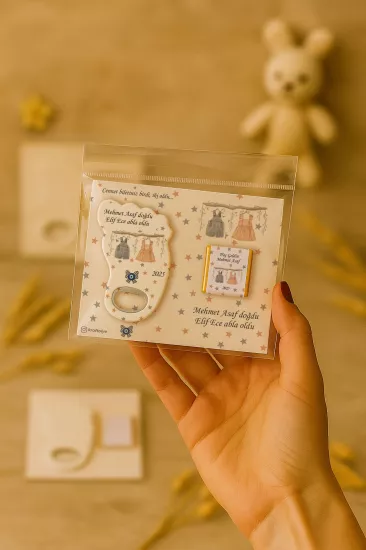 Yeni Doğan Bebek, Doğum Günü, Baby Shower, Diş Buğdayı Hediyesi Çikolatalı Ayak İzi Açacak Magnet