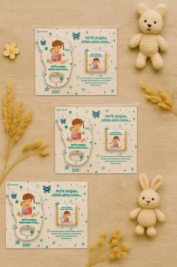 Yeni Doğan Bebek, Doğum Günü, Baby Shower, Diş Buğdayı Hediyesi Çikolatalı Ayak İzi Açacak Magnet