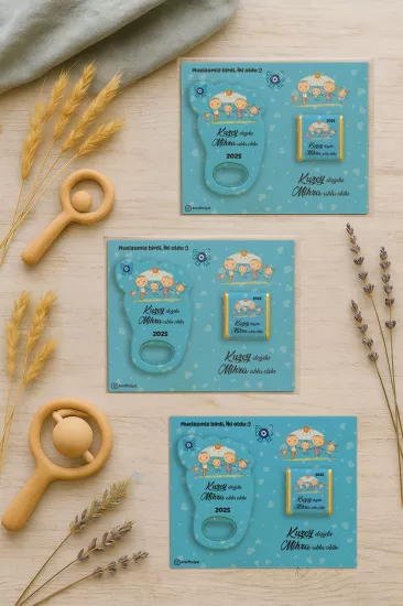 Yeni Doğan Bebek, Doğum Günü, Baby Shower, Diş Buğdayı Hediyesi Çikolatalı Ayak İzi Açacak Magnet