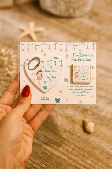 Çikolatalı Kalp Açacak Magnet | Yeni Doğan, Doğum Günü, Baby Shower Hediyesi