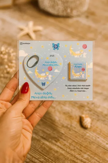 Çikolatalı Kalp Açacak Magnet | Yeni Doğan, Doğum Günü, Baby Shower Hediyesi