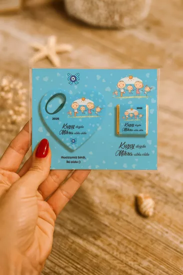 Çikolatalı Kalp Açacak Magnet | Yeni Doğan, Doğum Günü, Baby Shower Hediyesi