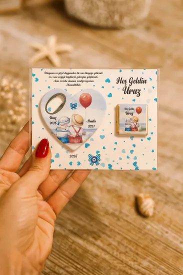 Çikolatalı Kalp Açacak Magnet | Yeni Doğan, Doğum Günü, Baby Shower Hediyesi
