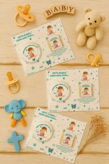 Yeni Doğan ve Baby Shower Çikolatalı Kapak Açacak Magnet Hediyelikleri