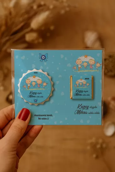 Yeni Doğan ve Baby Shower Çikolatalı Kapak Açacak Magnet Hediyelikleri
