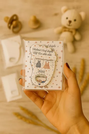 Kartlı Ayak İzi Açacak Magnet|Bebek Hediyelikleri