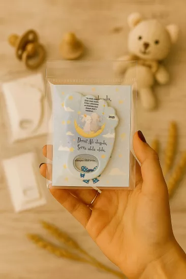 Yeni Doğan Bebek, Doğum Günü, Baby Shower, Diş Buğdayı Hediyesi Jelatin Kartlı Ayak İzi Açacak Magnet