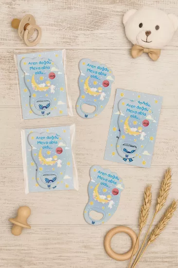 Yeni Doğan Bebek, Doğum Günü, Baby Shower, Diş Buğdayı Hediyesi Jelatin Kartlı Ayak İzi Açacak Magnet