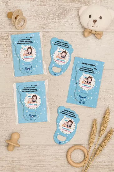 Yeni Doğan Bebek, Doğum Günü, Baby Shower, Diş Buğdayı Hediyesi Jelatin Kartlı Ayak İzi Açacak Magnet