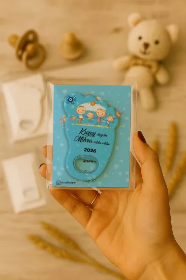 Kartlı Ayak İzi Açacak Magnet|Bebek Hediyelikleri