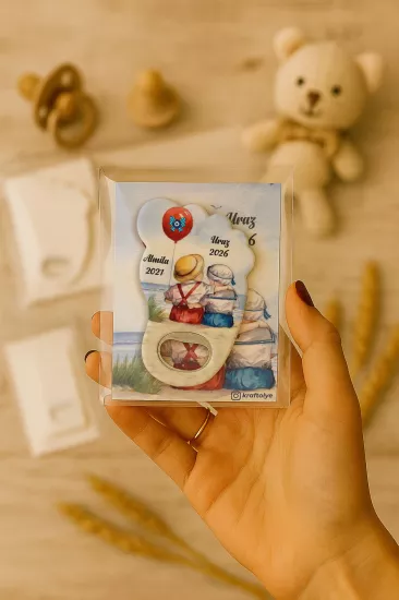 Kartlı Ayak İzi Açacak Magnet|Bebek Hediyelikleri