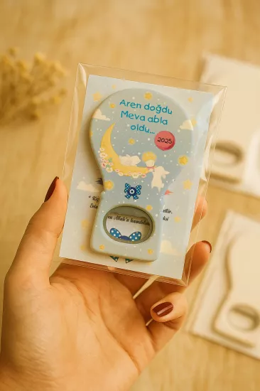 Jelatin Kartlı Bebek Hediyesi Balon Açacak Magnet | Baby Shower – Doğum Günü – Diş Buğdayı