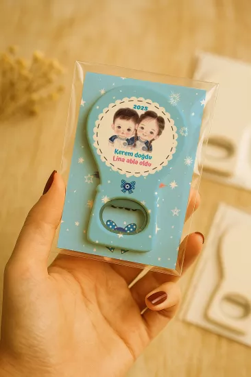 Jelatin Kartlı Bebek Hediyesi Balon Açacak Magnet | Baby Shower – Doğum Günü – Diş Buğdayı