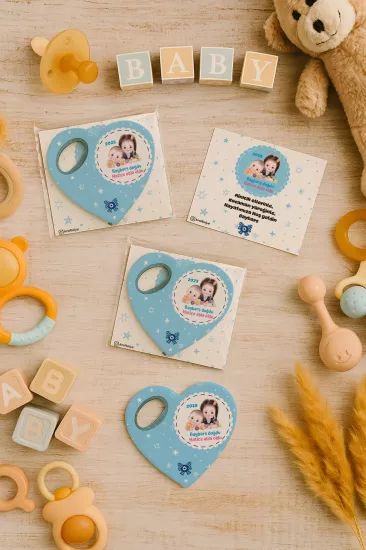 Jelatin Kartlı Kalp Açacak Magnet | Bebek ve Özel Gün Hediyesi