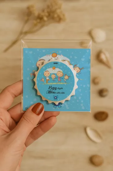 Kişiye Özel Kartlı Kapak Şekilli Açacak Magnet | Yeni Doğan & Özel Gün Hediyelikleri
