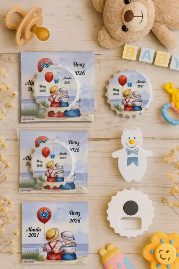 Kişiye Özel Kartlı Kapak Şekilli Açacak Magnet | Yeni Doğan & Özel Gün Hediyelikleri