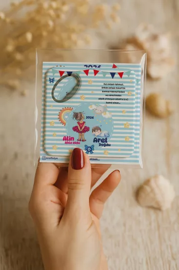 Abi Erkek Kardeş Temalı Kartlı Kare Açacak Magnet