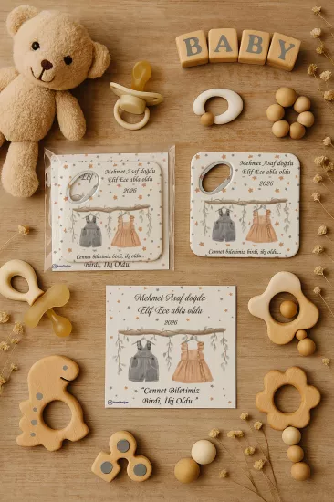 Abi Erkek Kardeş Temalı Kartlı Kare Açacak Magnet